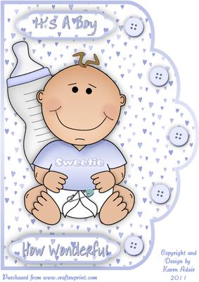 Its a Boy A4 Scallop Edge Card Front