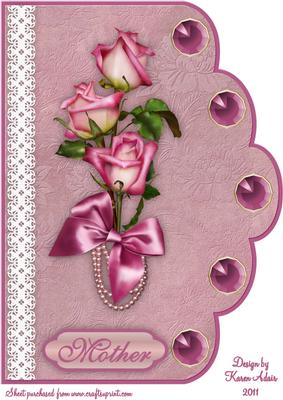 Sweetheart Roses A4 Scallop Edge Card Front