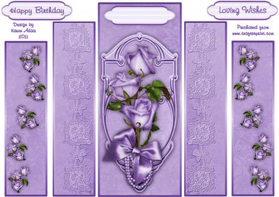 Sweetheart Roses in Lilac Theatre Fold Card Panels