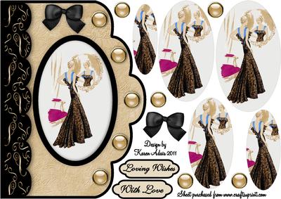 Art Deco Mirror Image Scallop Edge Card Front