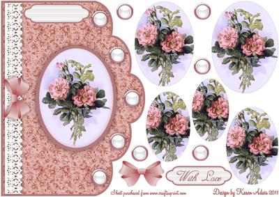 Blush Roses Pyramid Scallop Edge Card Front