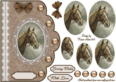 Horse N Lace Scallop Edge Pyramid Card Front