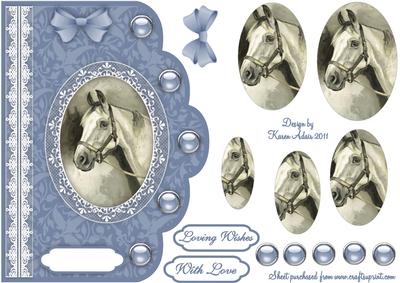 Horse N Lace 2 Scallop Edge Pyramid Card Front