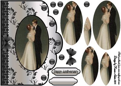 Vintage Anniversary Scallop Edge Card Front in Silver