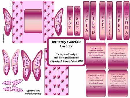 Butterfly Gatefold Card - Pink Flowers