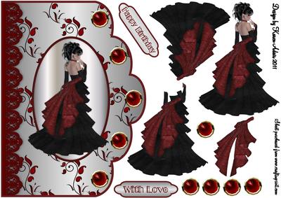 A Vision in Scarlet Scallop Edge Card Front