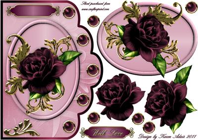 A Celebration Rose Scallop Edge Card Front
