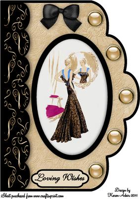 Art Deco Mirror Image A4 Scallop Edge Card Front