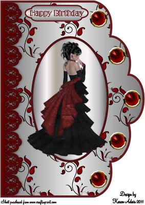 A Vision in Scarlet A4 Scallop Edge Card Front