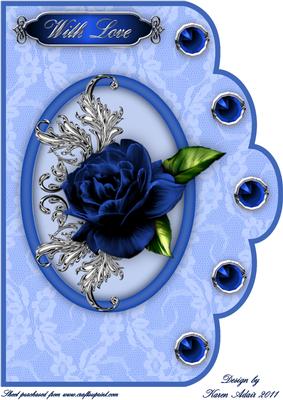 Blue Rose A4 Scallop Edge Card Fronts