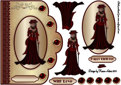 Rose Red Scallop Edge Card Front