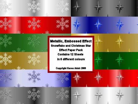 Snowflakes N Christmas Star Metallic, Embossed Effect Paper Pack