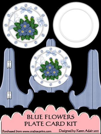 Blue Flowers Plate Card Kit