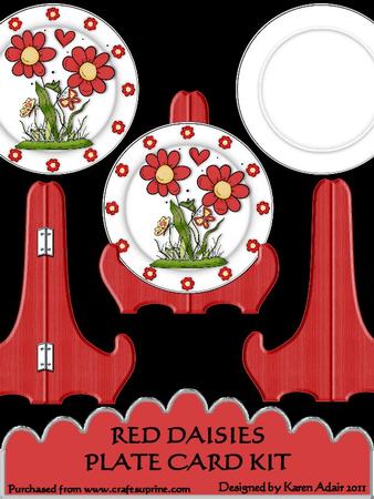 Red Daisies Plate Card Kit