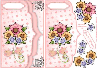 Summer Flowers Double Scallop Faux Envelope Card Front