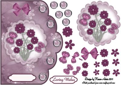 Burgundy Flowers Scallop Edge Card Front