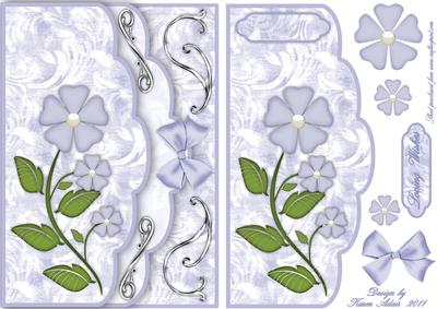 Blue Pansies Double Scallop Faux Envelope Card Front