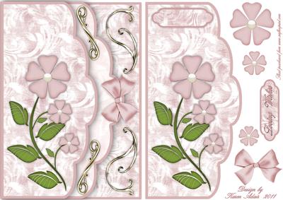 Pink Pansies Double Scallop Faux Envelope Card Front