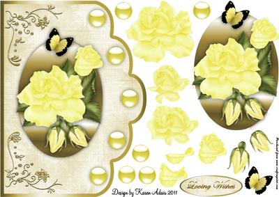 Yellow Roses Scallop Edge Card Front