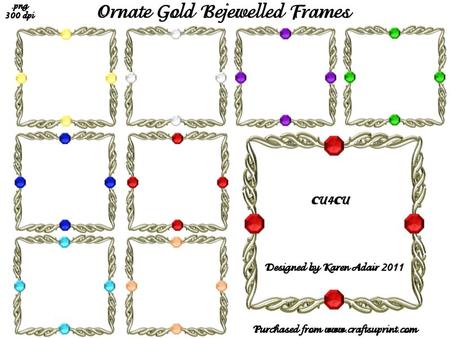 Ornate Gold Bejewelled Square Frames
