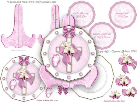 Easter Cross in Pink and Cream Plate Card Kit