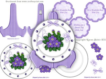 Purple Flowers Plate Card Kit
