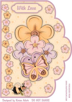 Blooming Bees A4 Scallop Edge Card Front