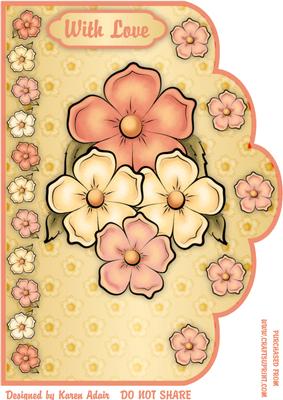 Blooming Blossoms A4 Scallop Edge Card Front