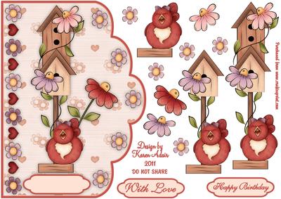 Spring Sings Scallop Edge Card Front with Step by Step