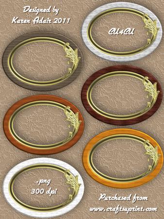 Oval Wooden and Gold Flourish Frames