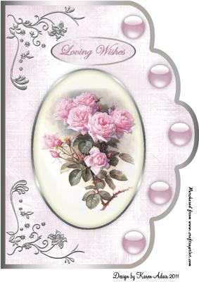 Pink Roses A4 Scallop Edge Card Front