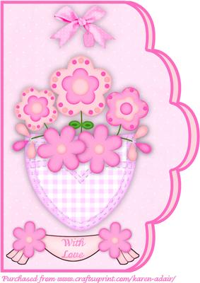 Posy Pocket in Pink A4 Scallop Edge Card Front
