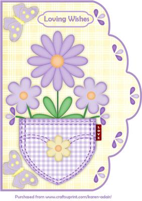 Posy Pocket in Lilac A4 Scallop Edge Card Front