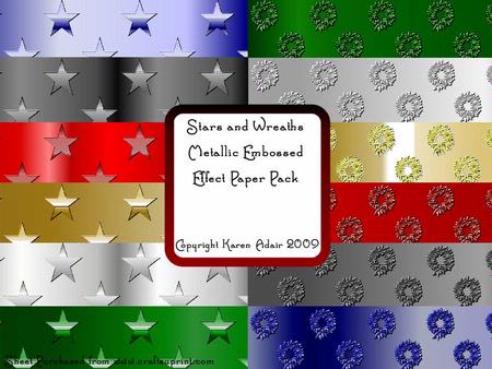 Stars N Wreaths Metallic Embossed Effect Paper Pack