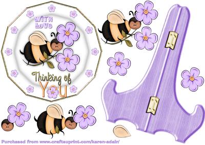 Another Bee-autiful Day Plate Card and Stand with Decoupage