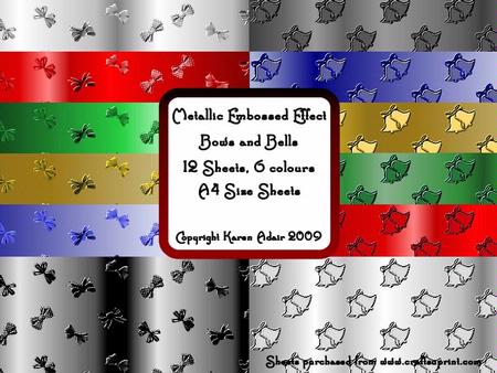 Bows and Bells Metallic Embossed Effect Paper Pack