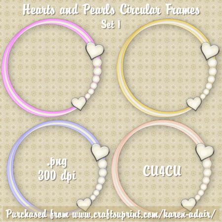 Hearts and Pearls Circular Frames - Set 1