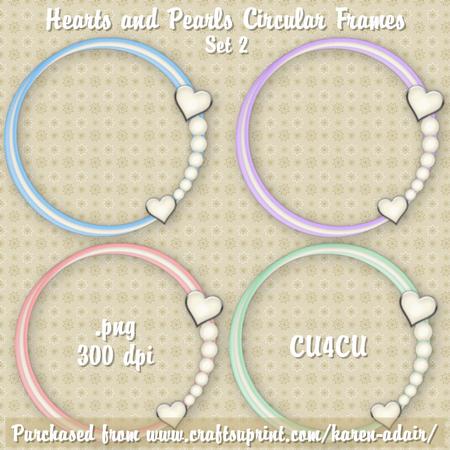 Hearts and Pearls Circular Frames - Set 2