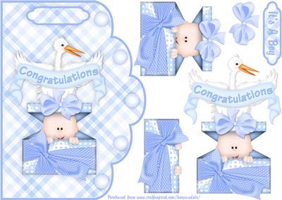 Gods Gift - New Baby Boy Scallop Edge Card Front