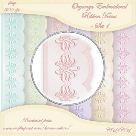 Organza Embroidered Ribbon Trims - Set 1