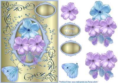 Blissful Blossoms Card Front with Step by Step