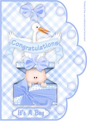Gods Gift Scallop Edge New Baby Boy A4 Card Front