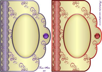 Swirls and Curls Scallop Edge Card Bases - Purple and Red