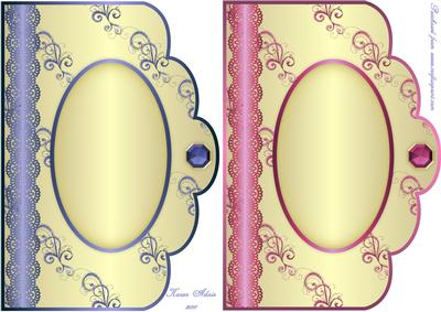 Swirls and Curls Scallop Edge Card Fronts - Blue and Pink