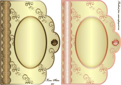 Swirls and Curls Scallop Edge Card Bases - Coffee and Peach