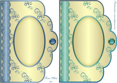 Swirls and Curls Scallop Card Fronts - Turquoise and Aqua