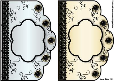 Scallop Swirls 'n Lace Card Fronts - Pale Aqua and Lemon