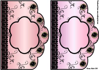 Scallop Swirls 'n Lace Card Fronts - Salmon and Pink