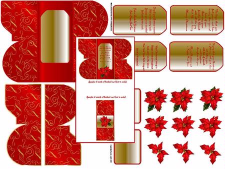Red Poinsettia Gatefold Card Kit