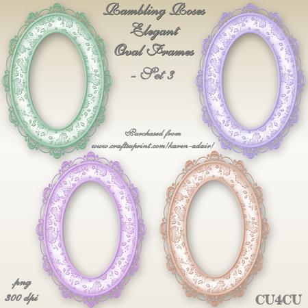 Rambling Roses Elegant Oval Frames - Set 3